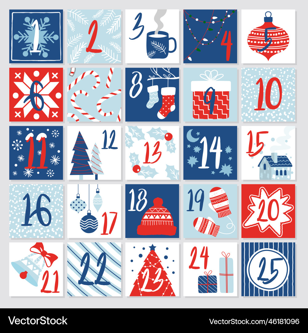 Advent Calendar Elements Vector Image