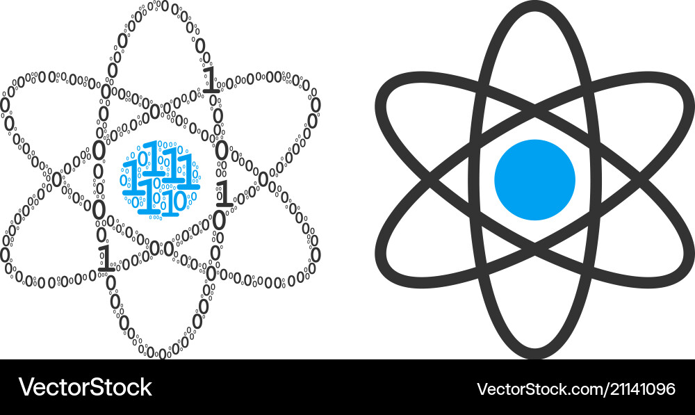Atom collage of binary digits Atom collage of binary digits vector image
