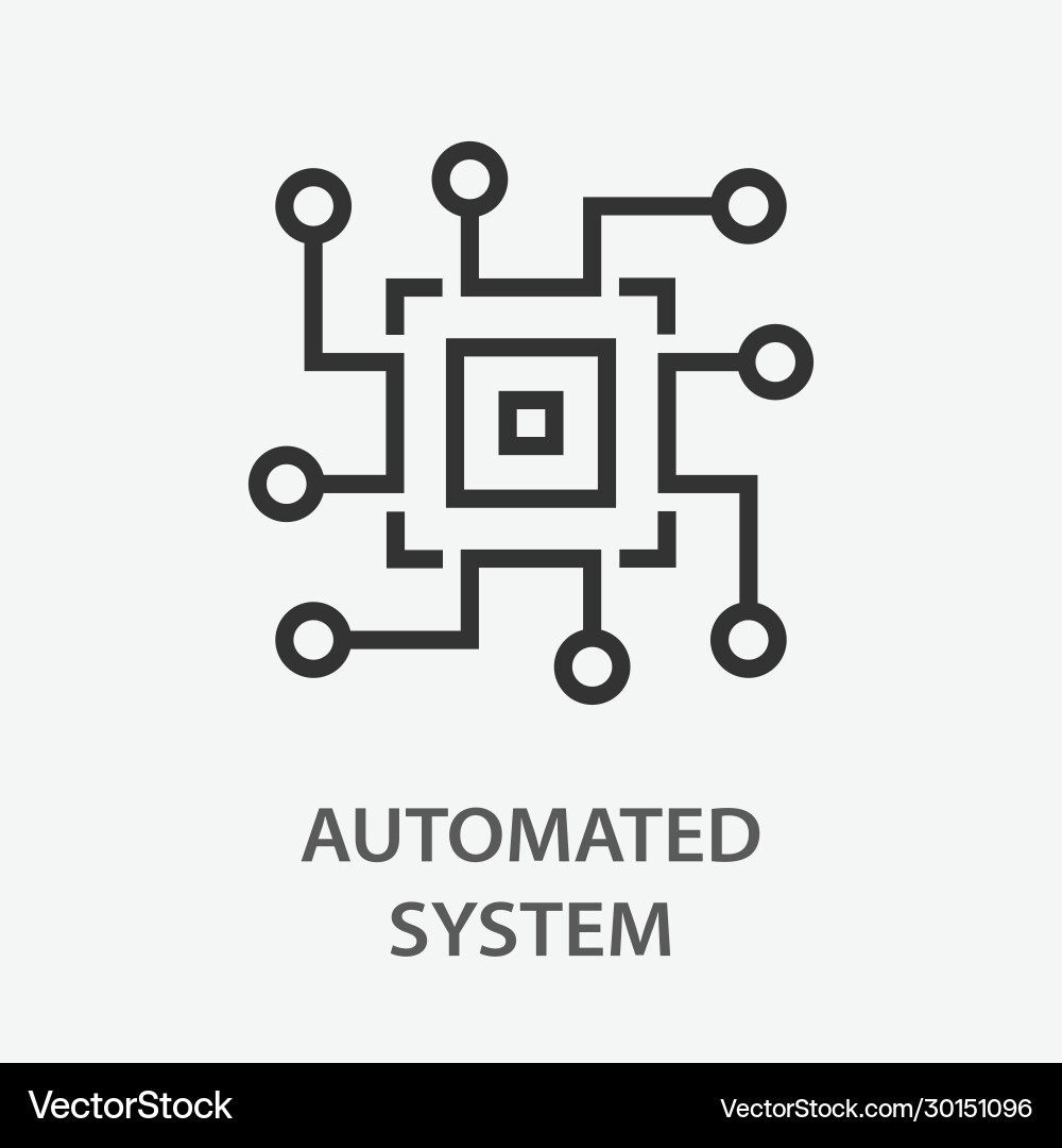 Automated system line icon on white background vector image