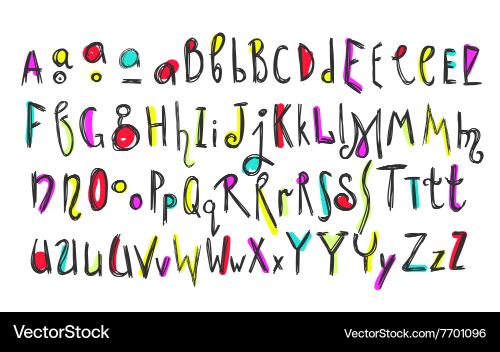 Colorful Kids Alphabet Doodle vector image