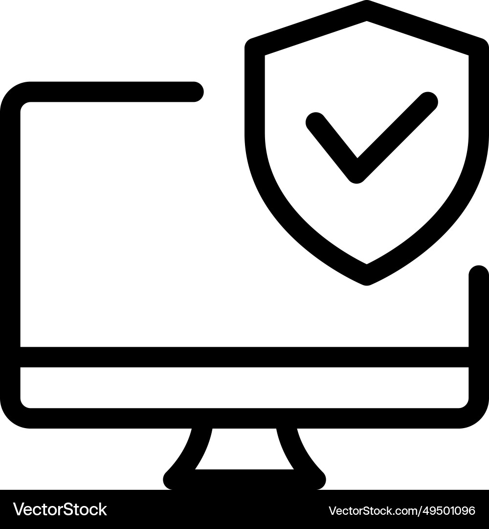 Desktop shield safeguards the computer system Vector Image