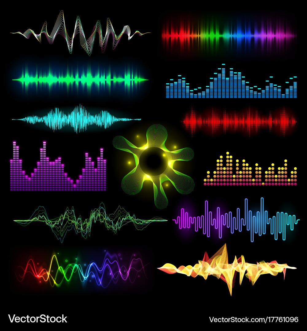Digital music equalizer audio waves set Royalty Free Vector