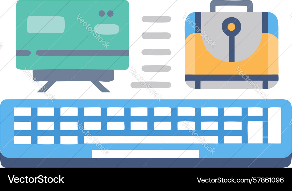 Digital workstation with keyboard monitor Vector Image