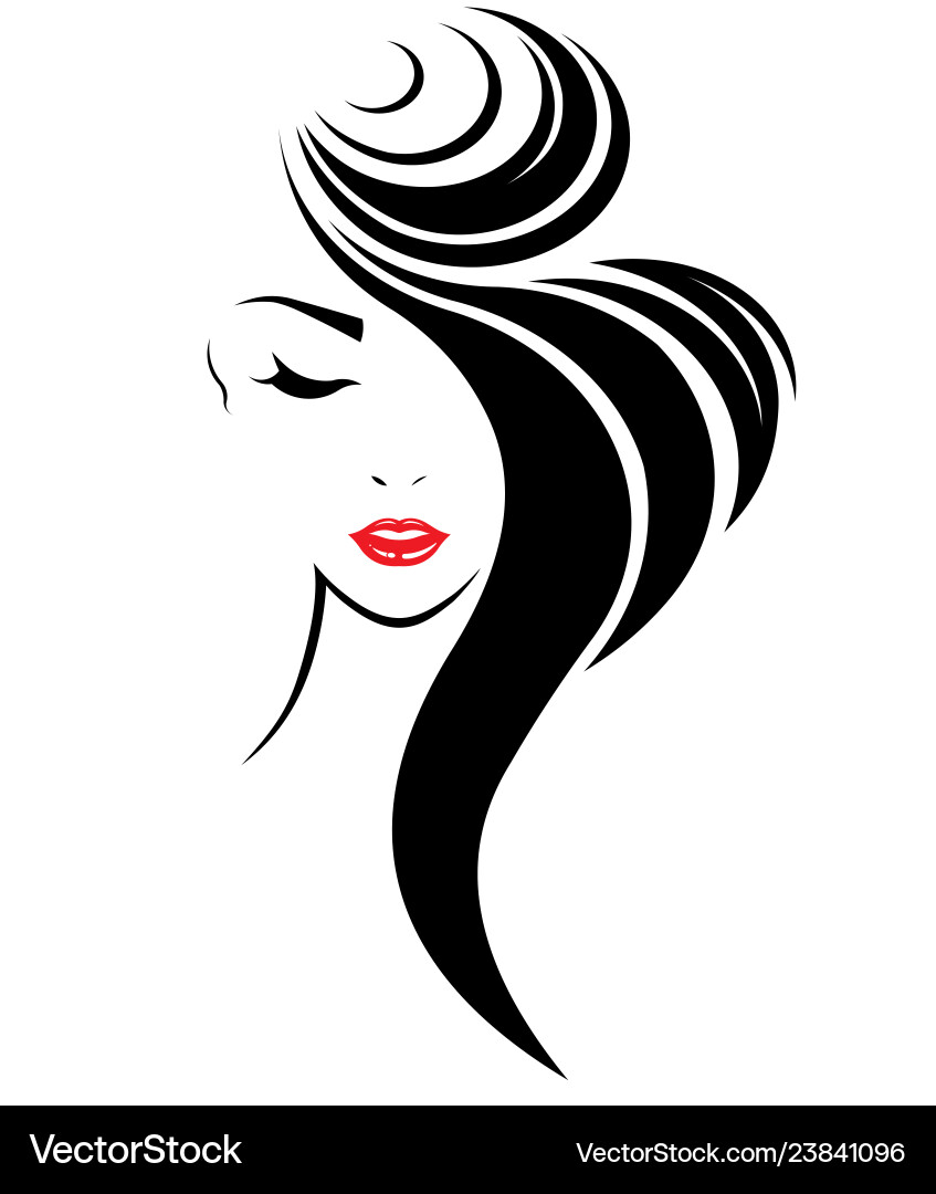 Elegant Long Hair Style Icon Vector Image