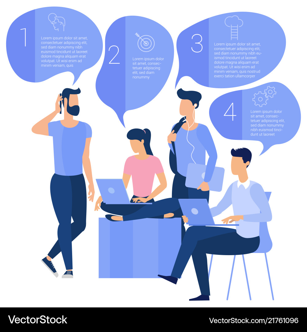 Flat design characters with speech bubbles Flat design characters with speech bubbles vector image