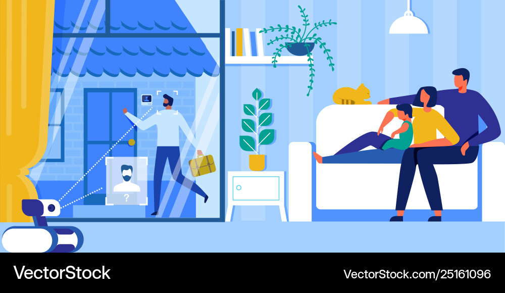 Home automation smart security system iot ai Home automation smart security system iot ai vector image