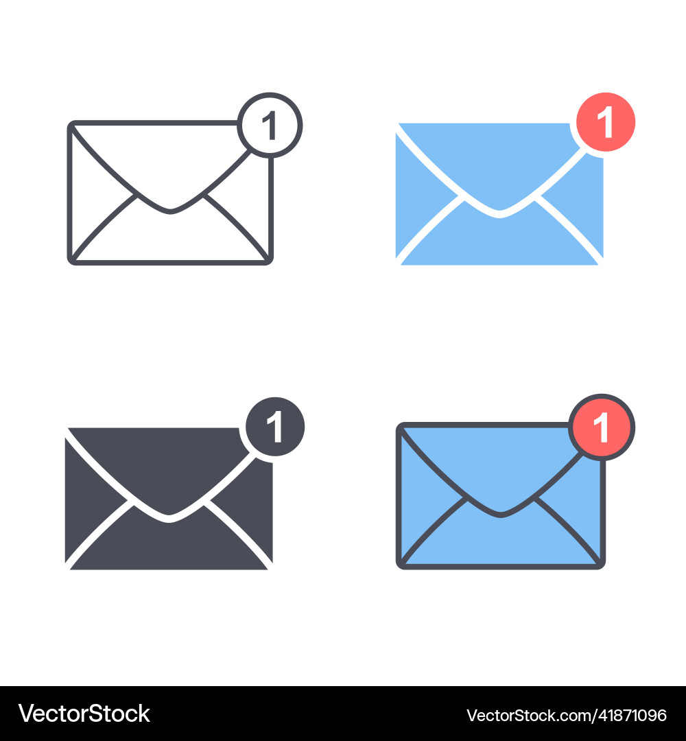New incoming message icon set envelope vector image