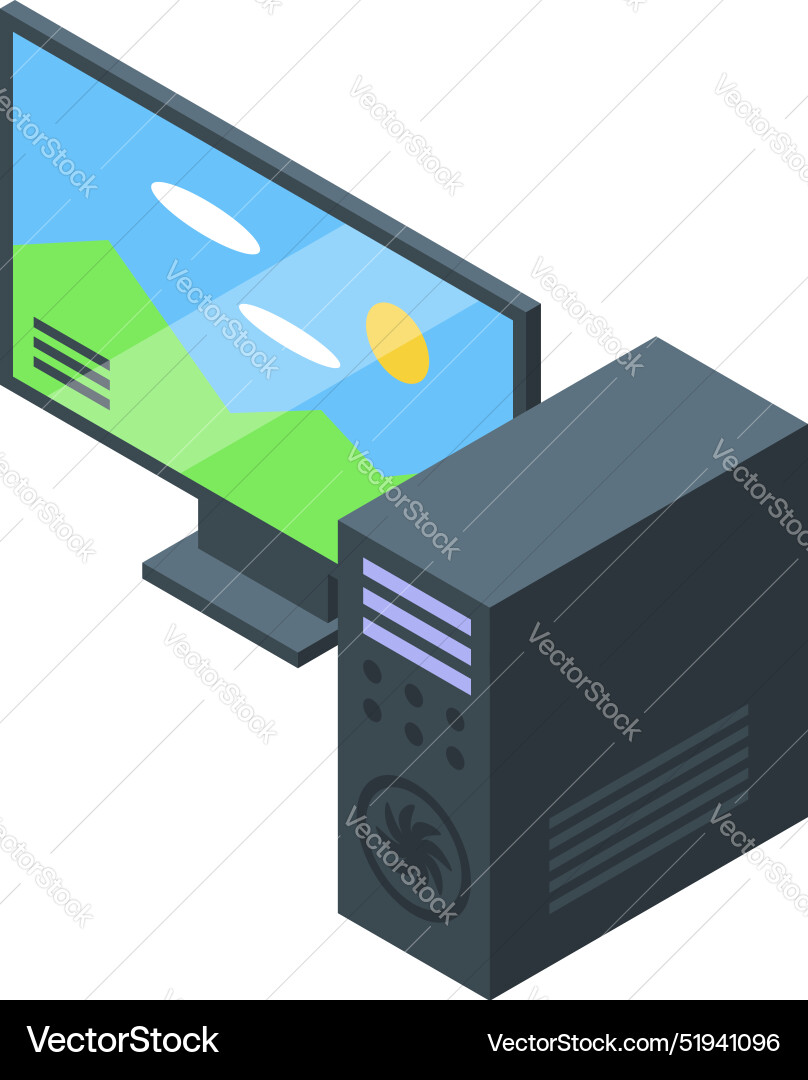 Personal computer displaying landscape image Personal computer displaying landscape image vector image