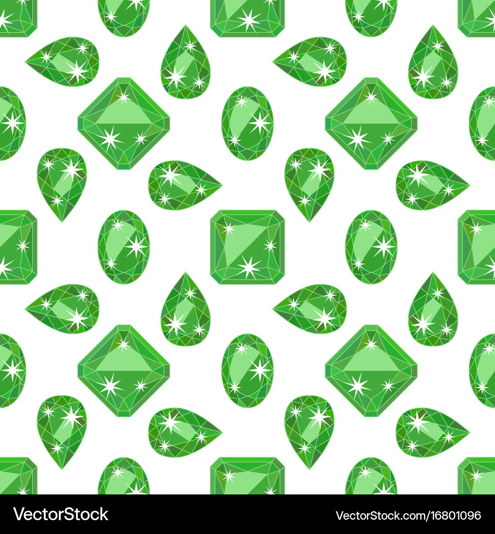 Seamless pattern with precious gem emerald Vector Image