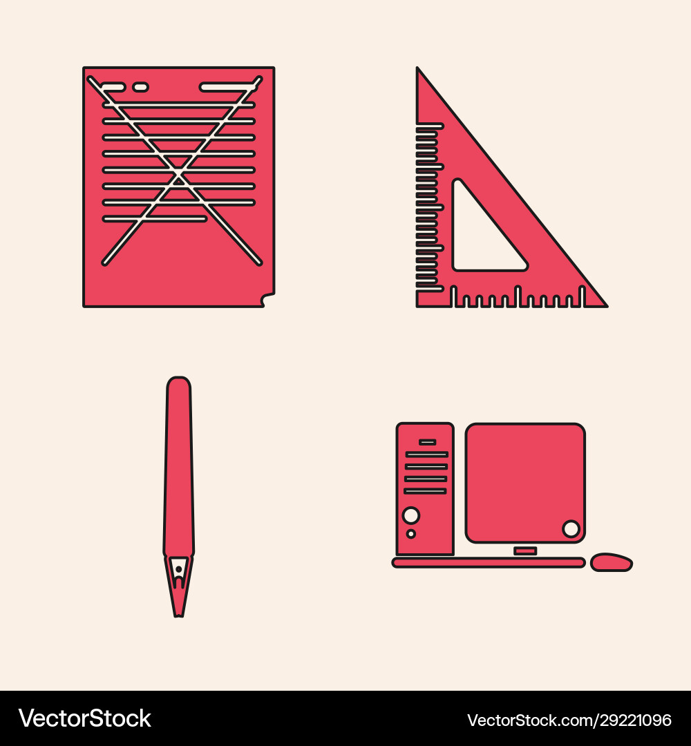 Set computer monitor with keyboard and mouse exam vector image