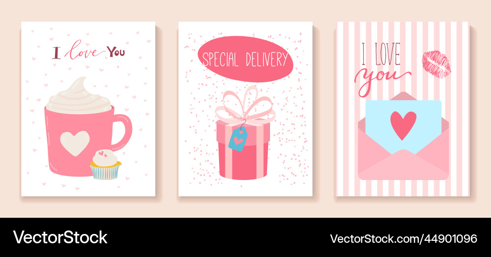 Set of love time card greeting celebration Set of love time card greeting celebration vector image