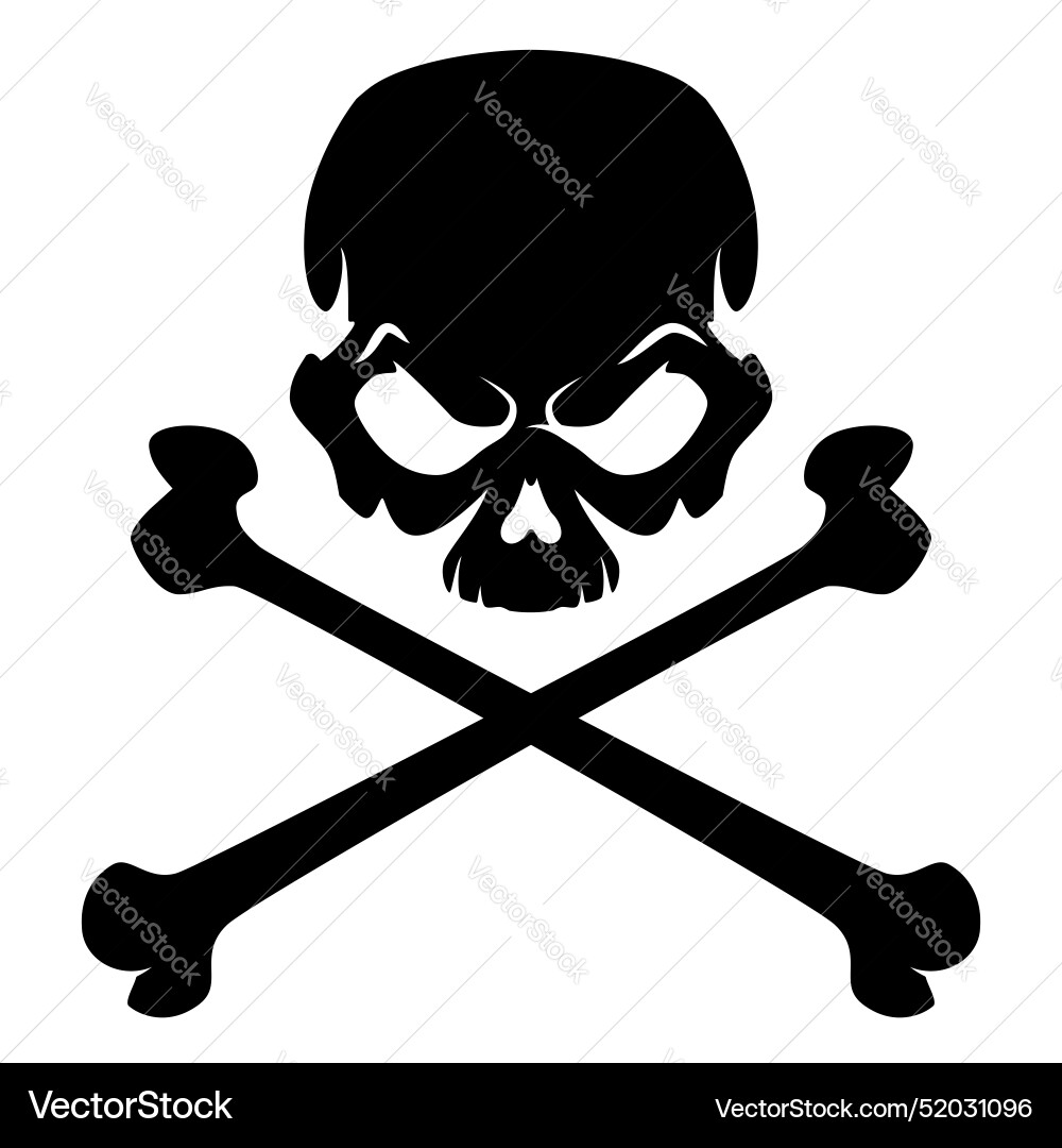 Skull and crossbones black white Skull and crossbones black white vector image