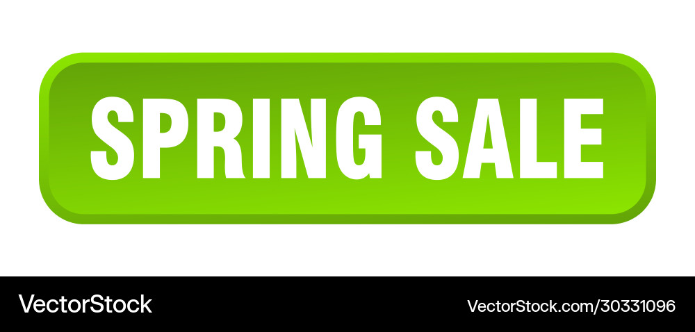 Spring sale button square 3d push Vector Image