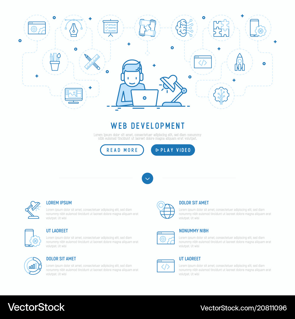 Web developer is working with laptop Web developer is working with laptop Vector Image