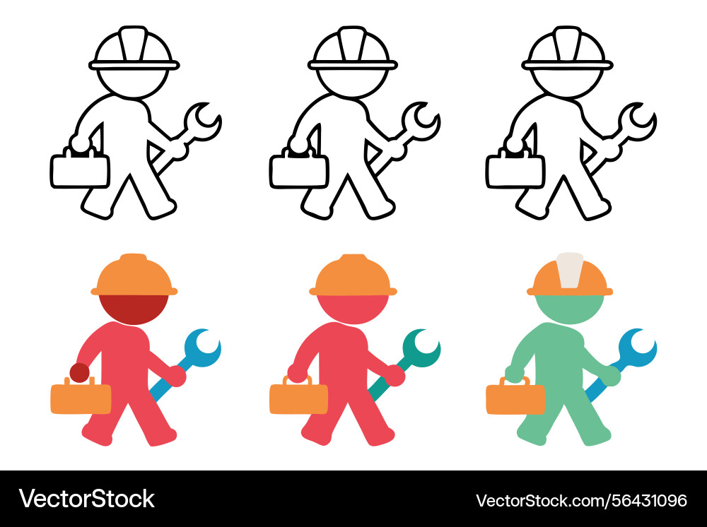 Workers marching with flags showing various Vector Image
