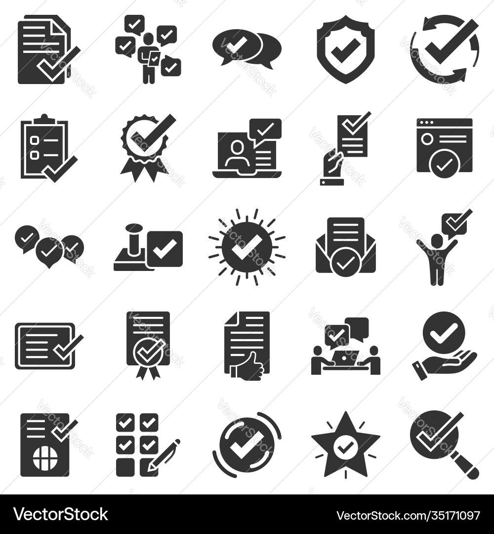 Approve icon set in flat style check mark Approve icon set in flat style check mark vector image