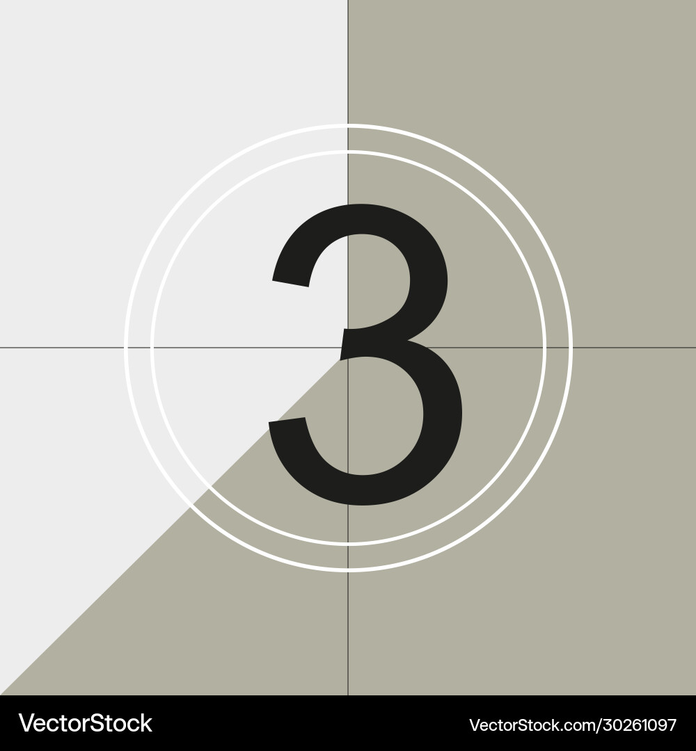Classic movie countdown frame at number three Classic movie countdown frame at number three vector image