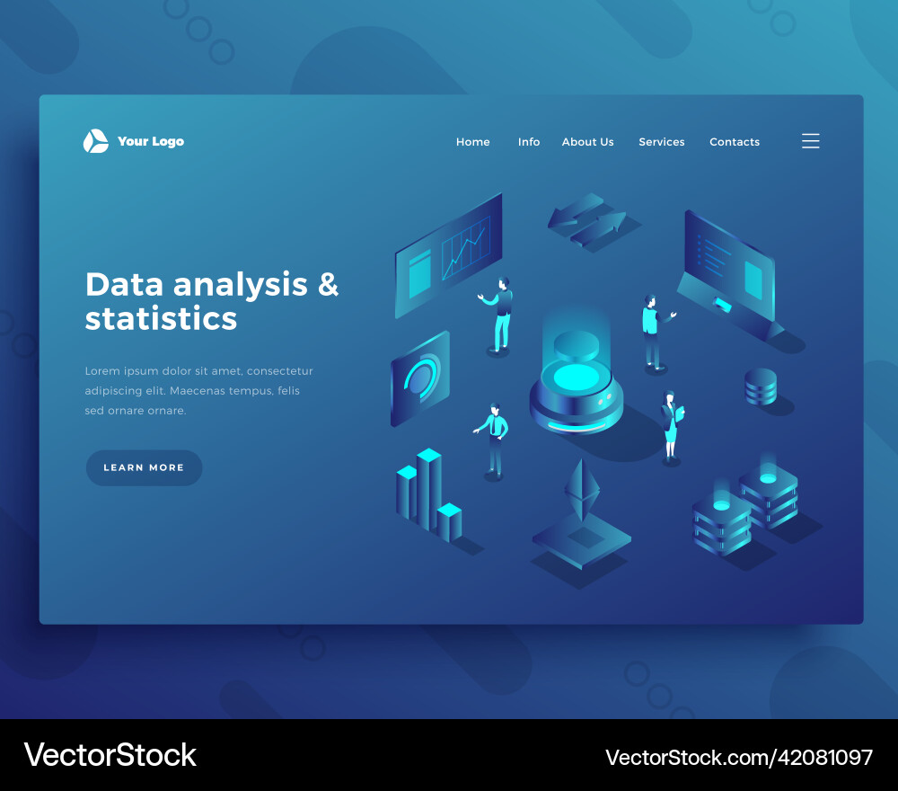 Datenanalyse isometrische Landing Page Template Datenanalyse isometrische Landing Page Template vektorbild