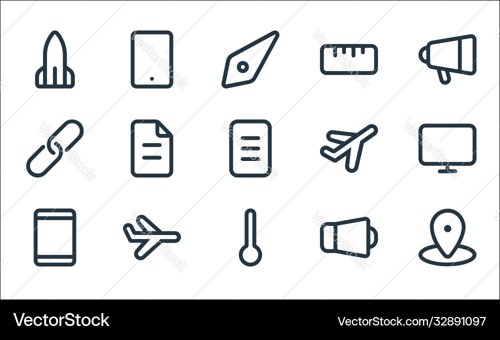 Device line icons linear set quality Device line icons linear set quality vector image