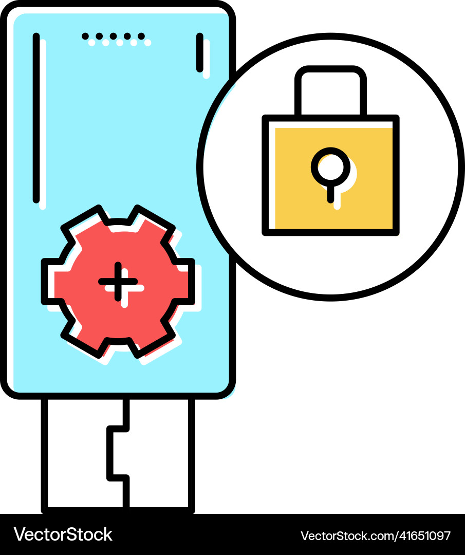 Flash drive password color icon Vector Image