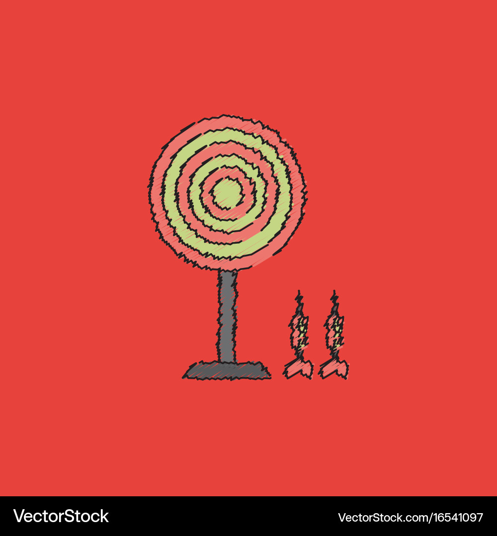Flat target and darts eps 10 in hatching style vector image
