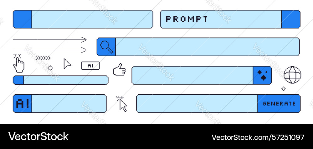 Generate prompt bar pixel art set 8bit ai chat Generate prompt bar pixel art set 8bit ai chat vector image