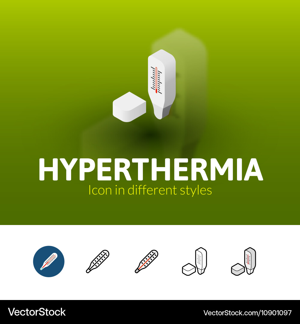 Hyperthermia icon in different style vector image