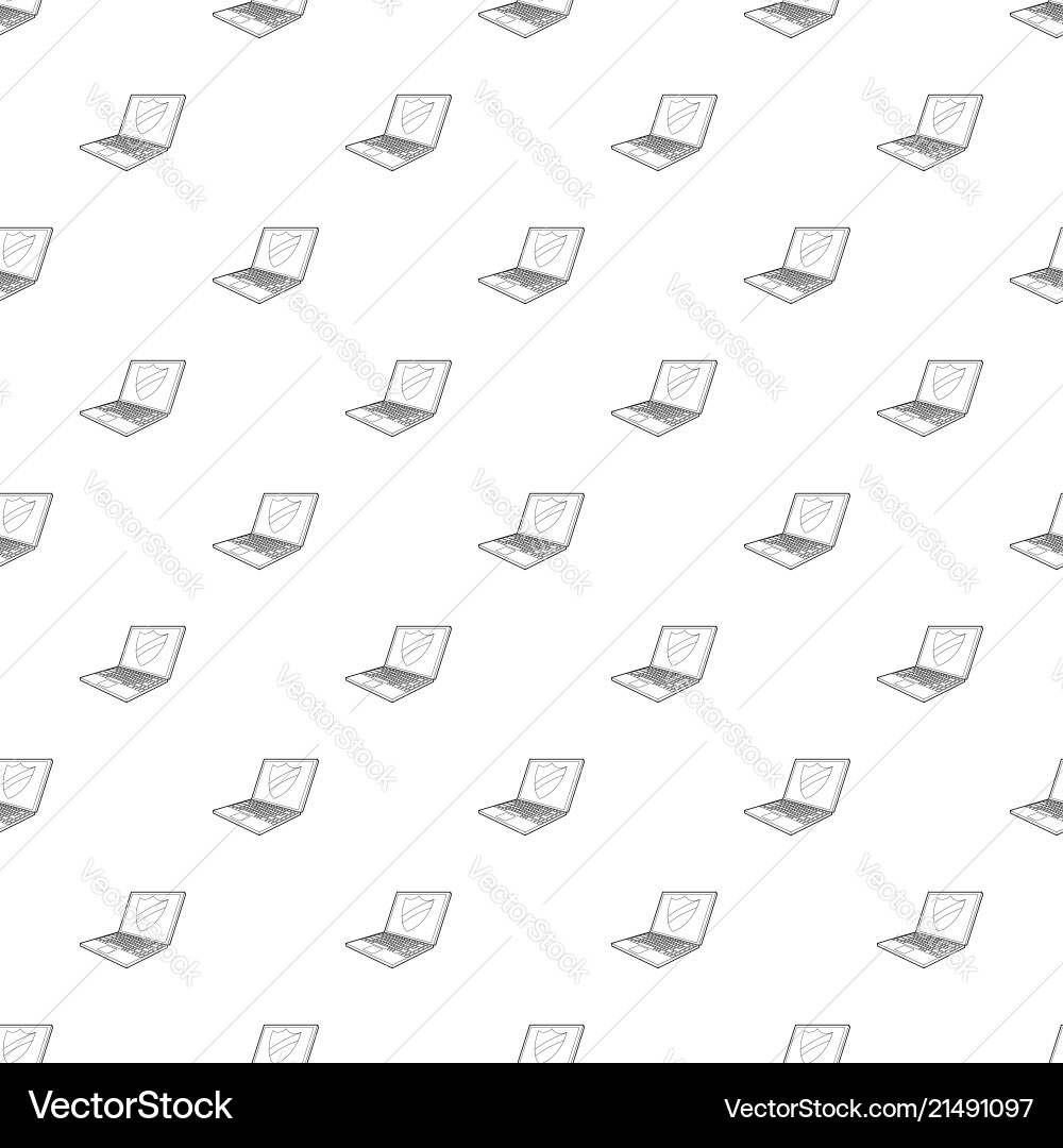 Laptop mit Schutzschild-Ikone Umriss Stil Laptop mit Schutzschild-Ikone Umriss Stil vektorbild