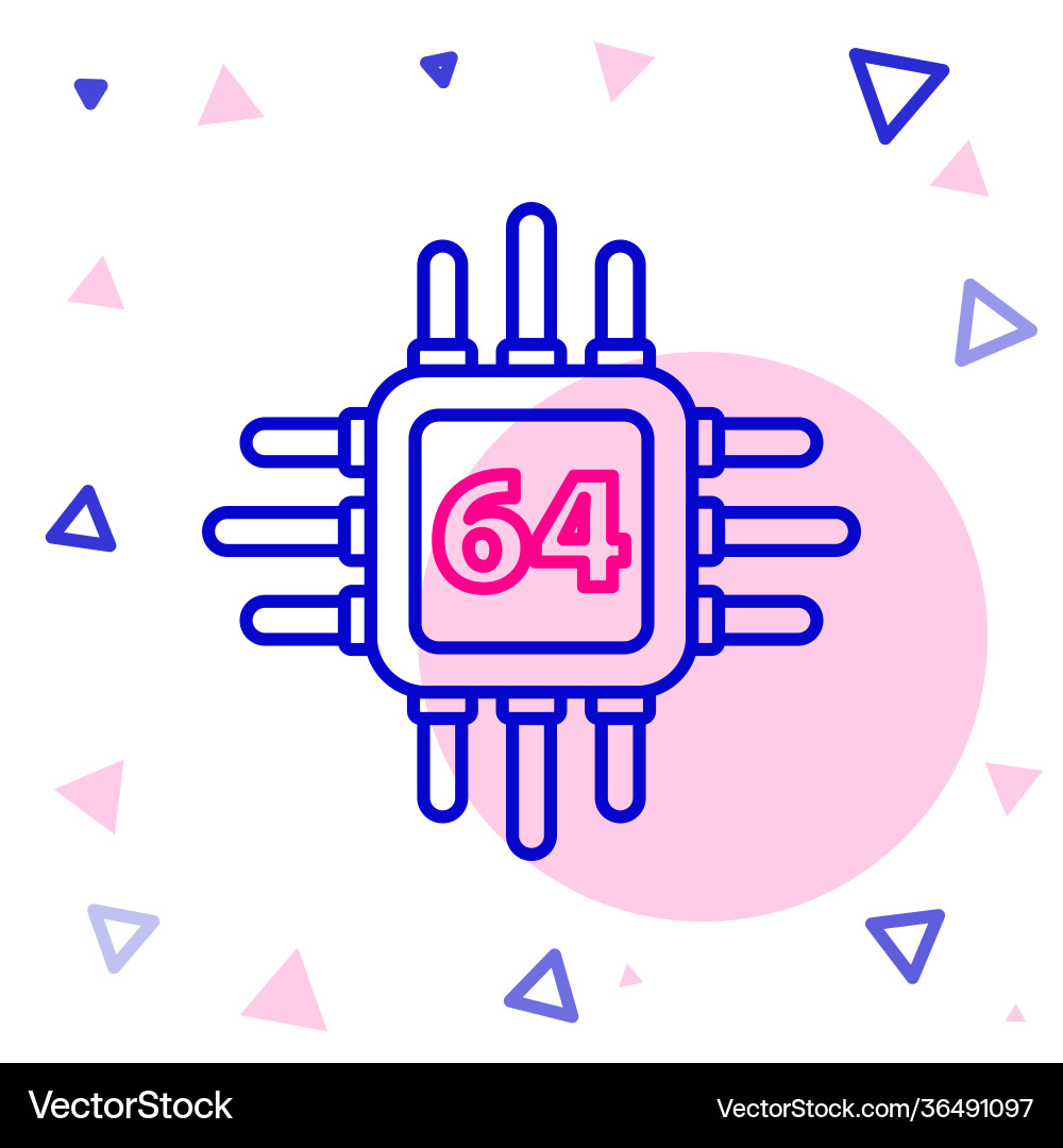 Line computer processor with microcircuits cpu vector image