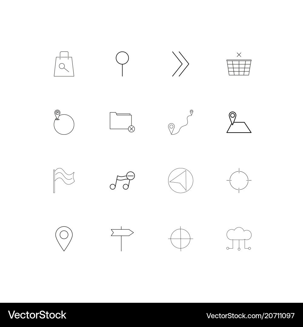 Maps and navigation simple linear icons set vector image