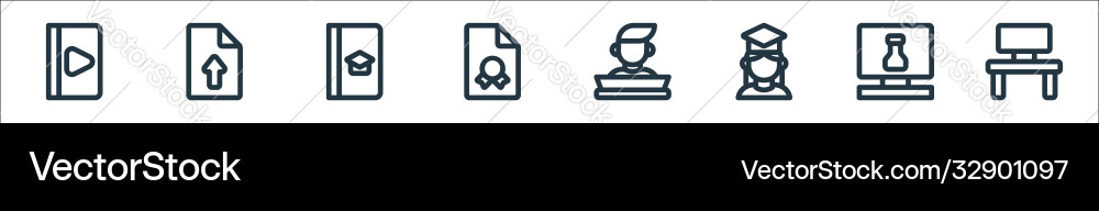Online learning line icons linear set quality Online learning line icons linear set quality vector image