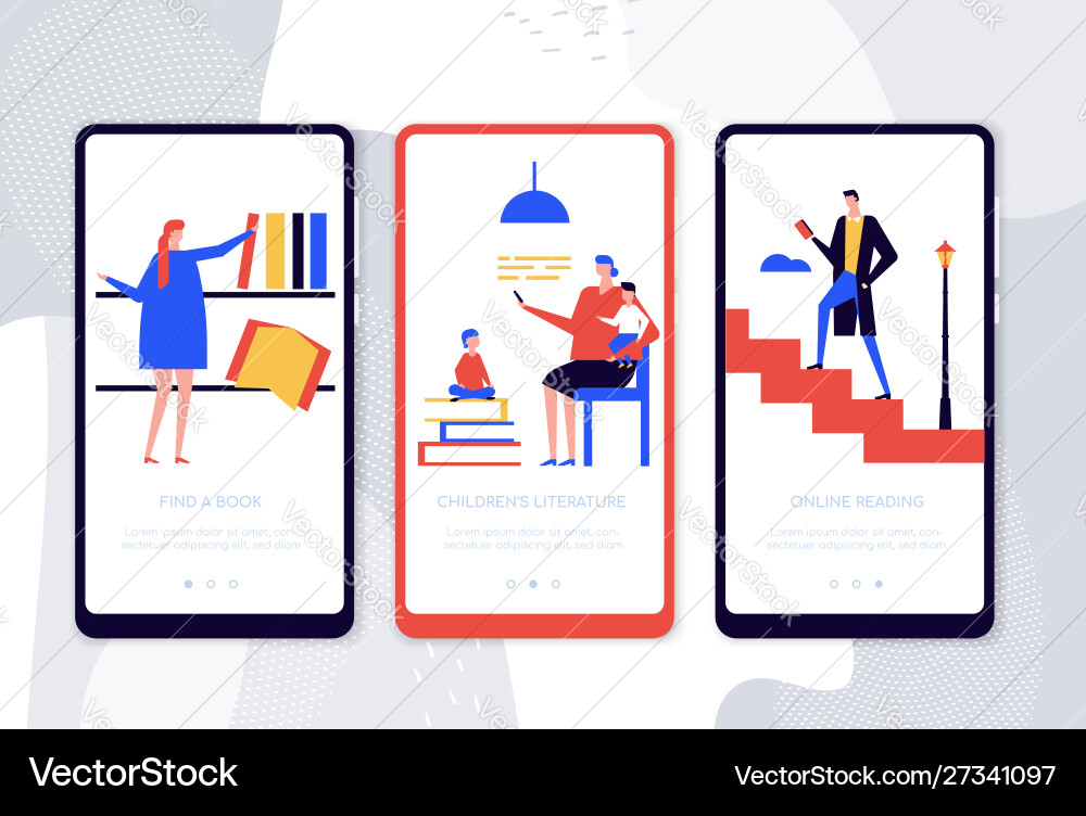 Online reading - set web pages Online reading - set web pages vector image