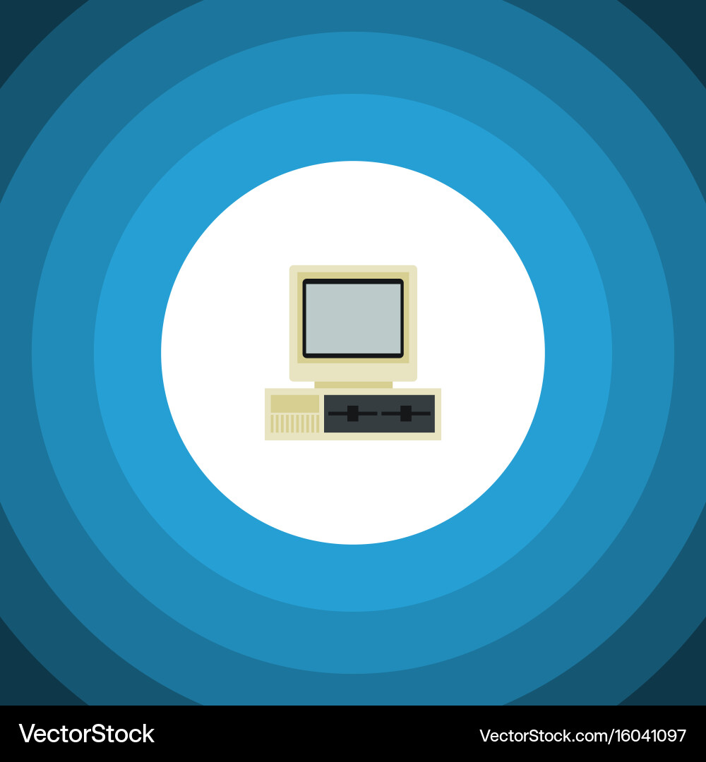 Retro Computer Icon - Flat Style vector image