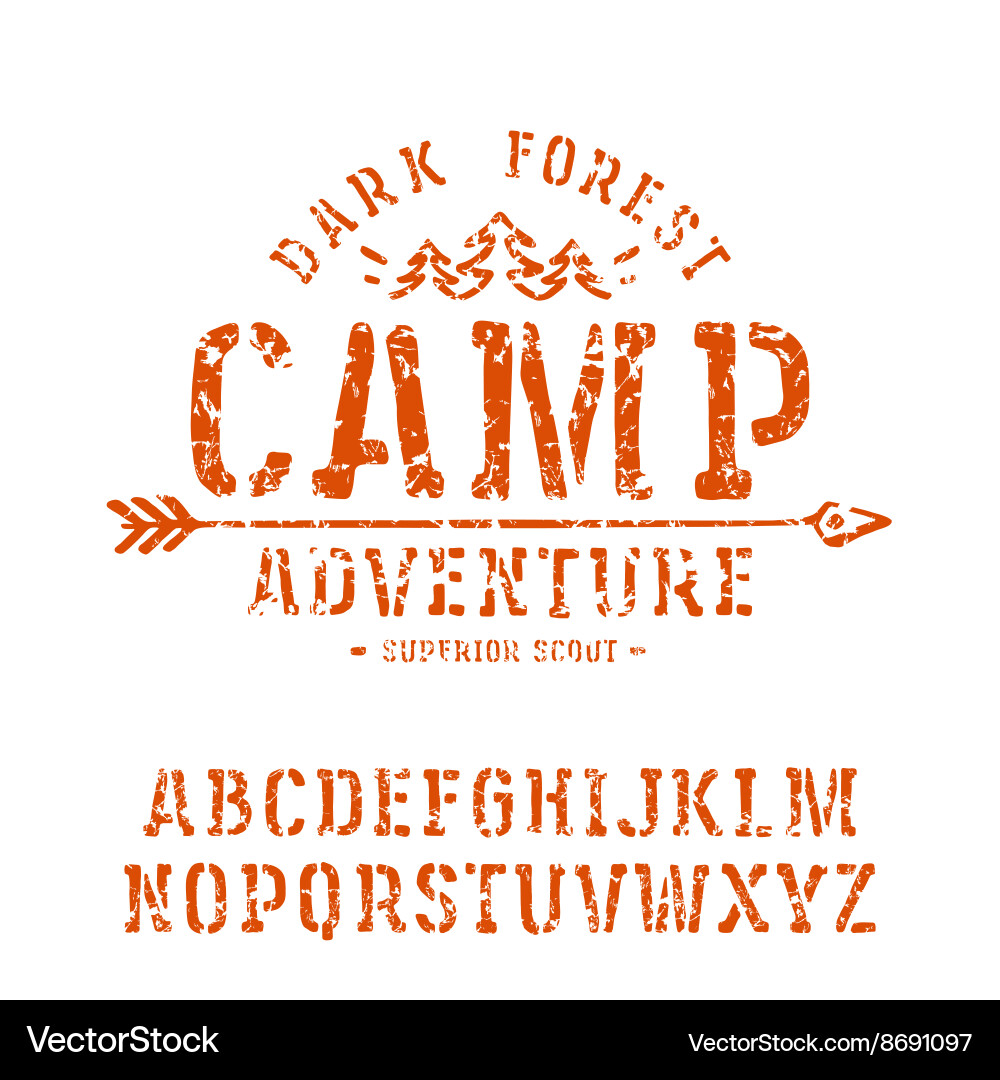 Rustic Slab Serif Stencil Font vector image