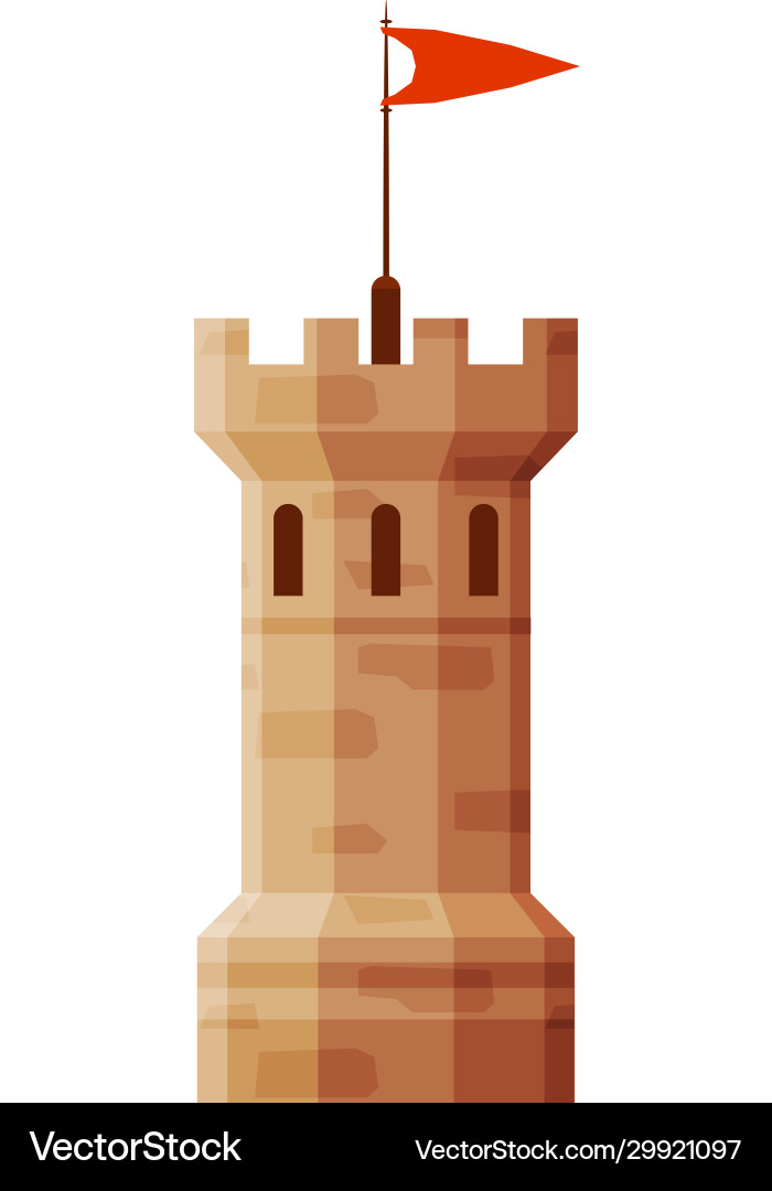 Schlossturm mit Fahnenelement mittelalterlichen Stein Schlossturm mit Fahnenelement mittelalterlichen Stein vektorbild