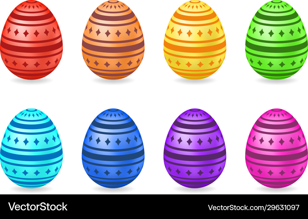 Set gradient eggs with pattern Set gradient eggs with pattern Vector Image