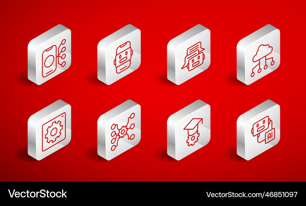 Set line artificial intelligence robot chat Set line artificial intelligence robot chat vector image