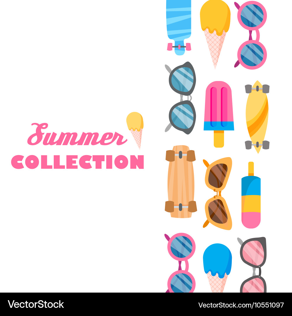 Summer collection of objects vector image