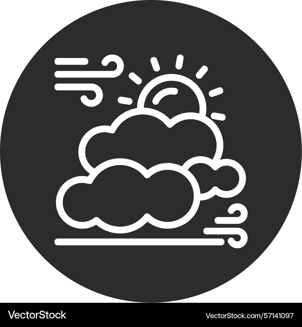Sun and clouds inverted circle black Vector Image