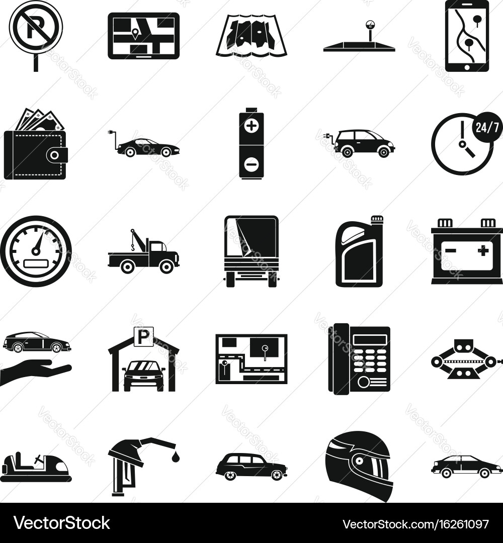 Wheelbarrow icons set simple style Vector Image