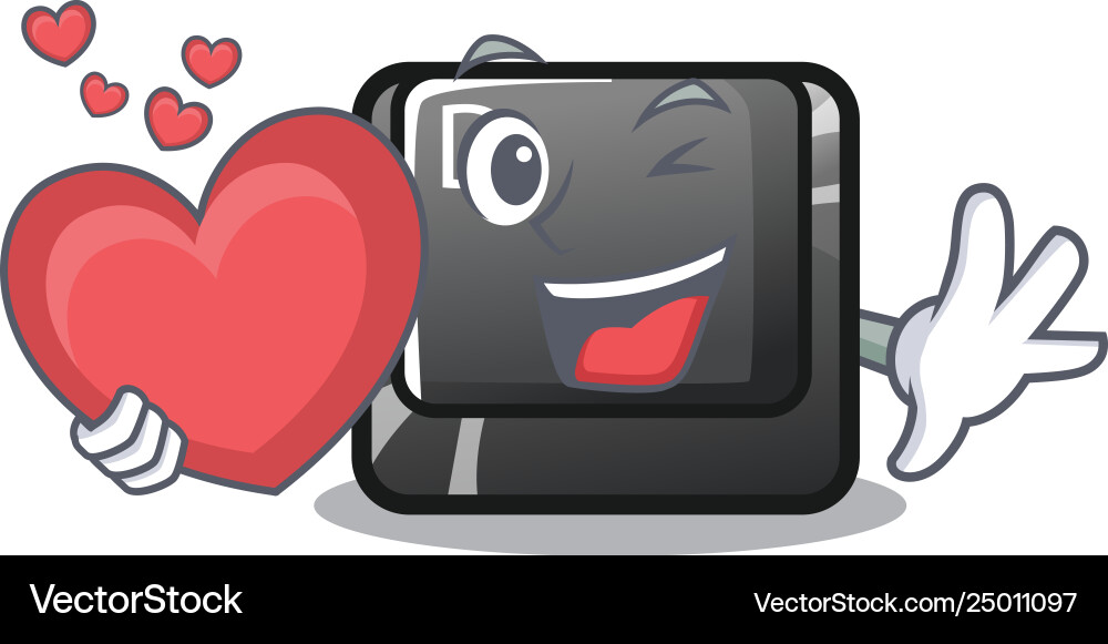 With heart d button installed in game character vector image