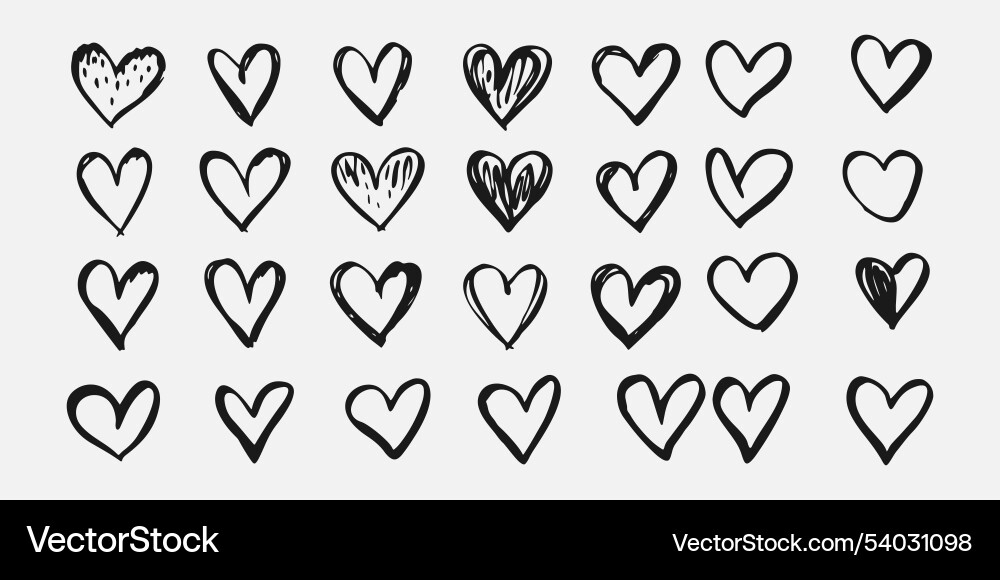 A row of hearts with different sizes and shapes A row of hearts with different sizes and shapes vector image