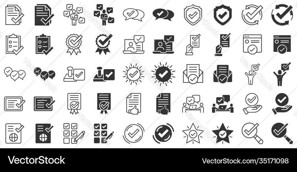 Approve icon set in flat style check mark Approve icon set in flat style check mark vector image