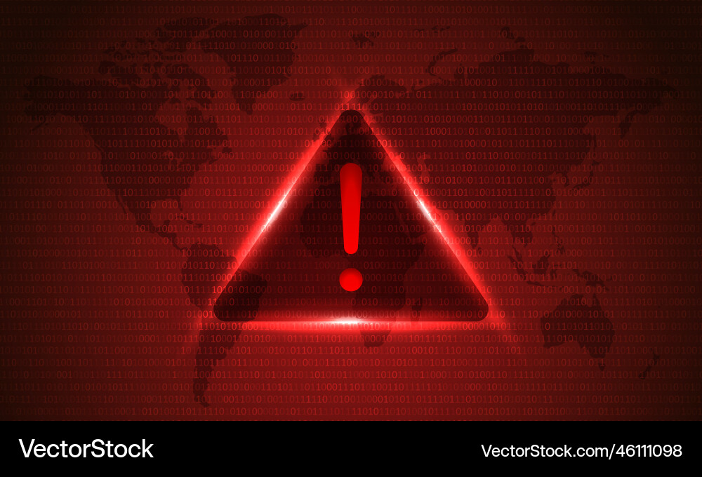 Attention danger hacking symbol on map dark red Attention danger hacking symbol on map dark red vector image