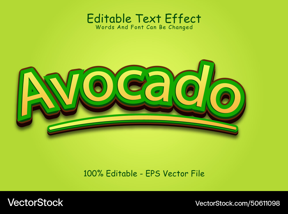 Avocado editable text effect 3 dimension emboss Vector Image