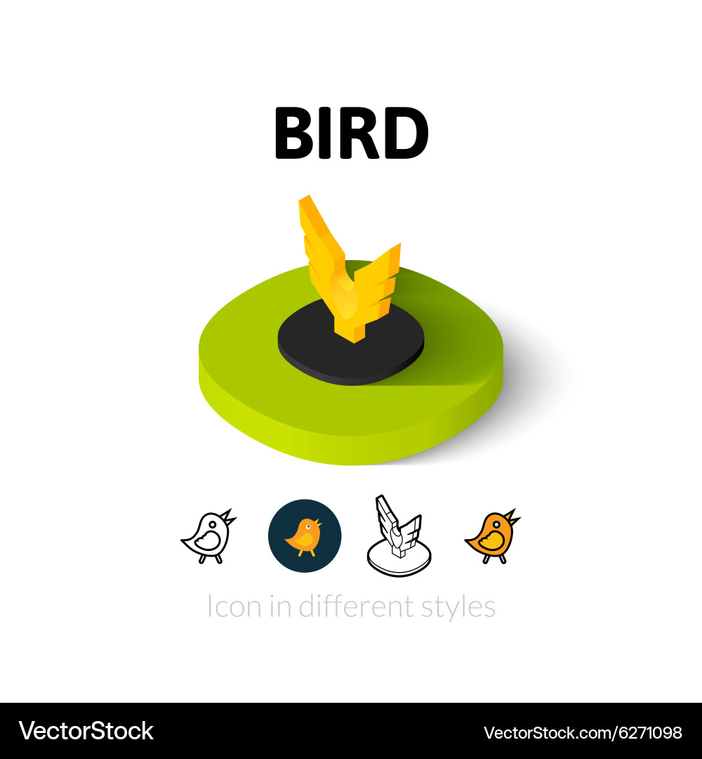 Bird icon in different style Vector Image