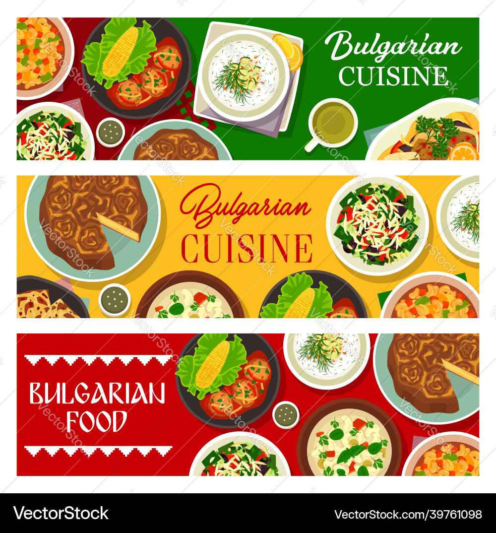 Bulgarian food meals restaurant menu dish banner vector image