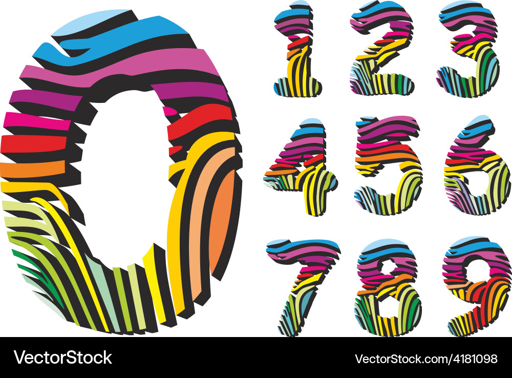 Digits with color background zebra skin vector image