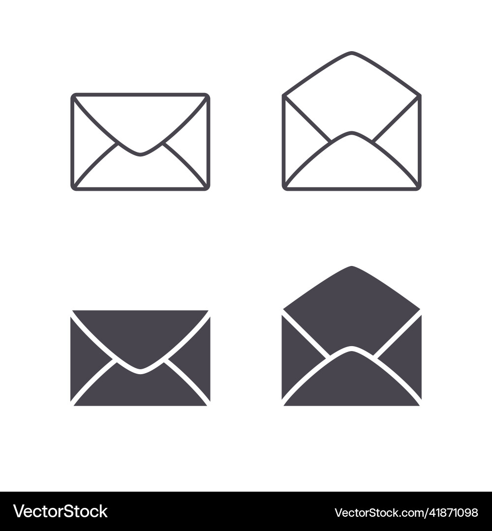 Email Envelope Set - Open & Closed vector image