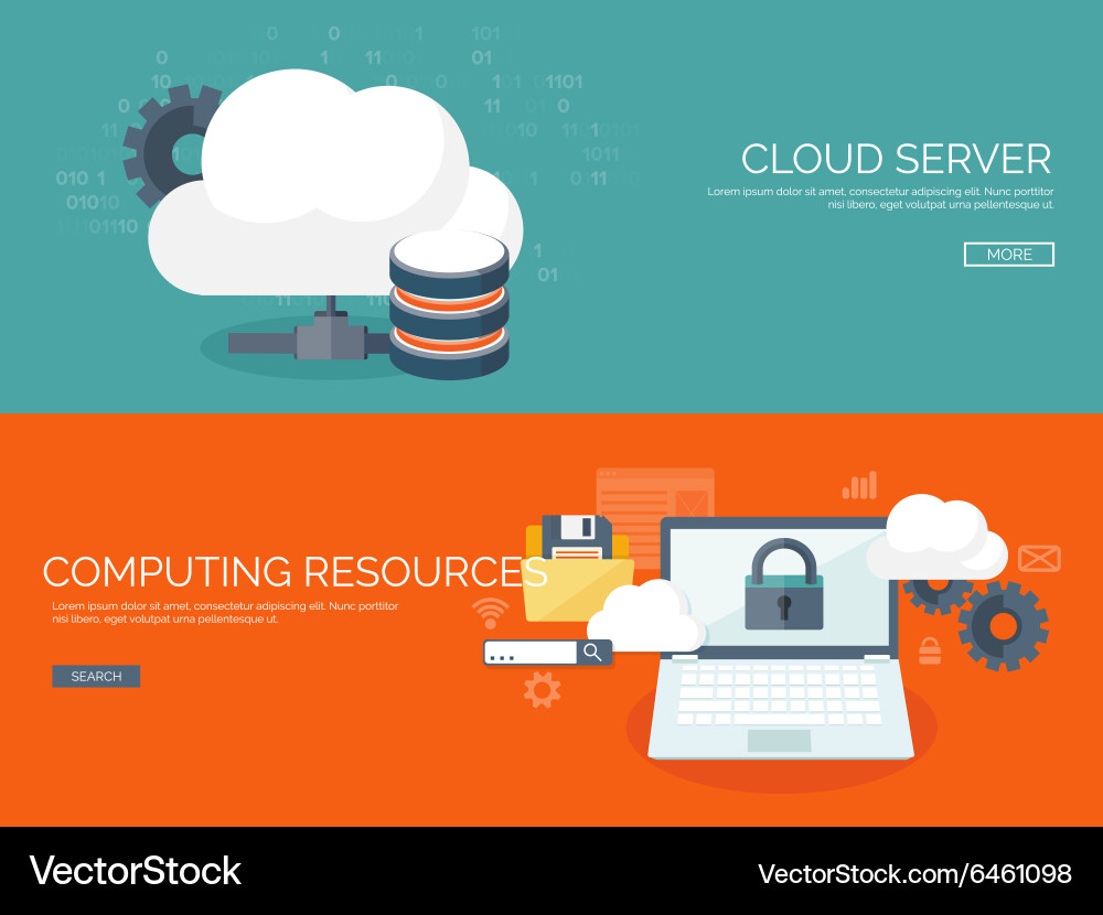 Flat cloud computing vector image